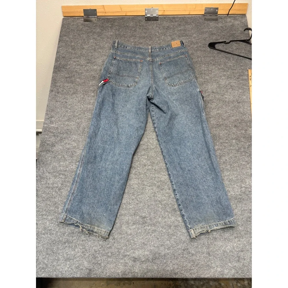 Vintage Tommy Hilfiger Carpenter Jeans Mens 34x32 Blue Denim Cargo Relaxed‎ Fit
